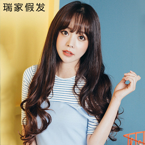 瑞家假发女长卷发空气刘海大波浪蓬松自然真人发丝 高端辫子发
