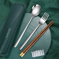 Палочки для еды из нержавеющей стали, ложка, детский комплект для школьников и студентов, портативная посуда, коробка для хранения, нержавеющая сталь AISI 304