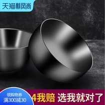304 stainless steel bowl Household adult rice double anti-scalding childrens bowl Student large canteen eating bowl single