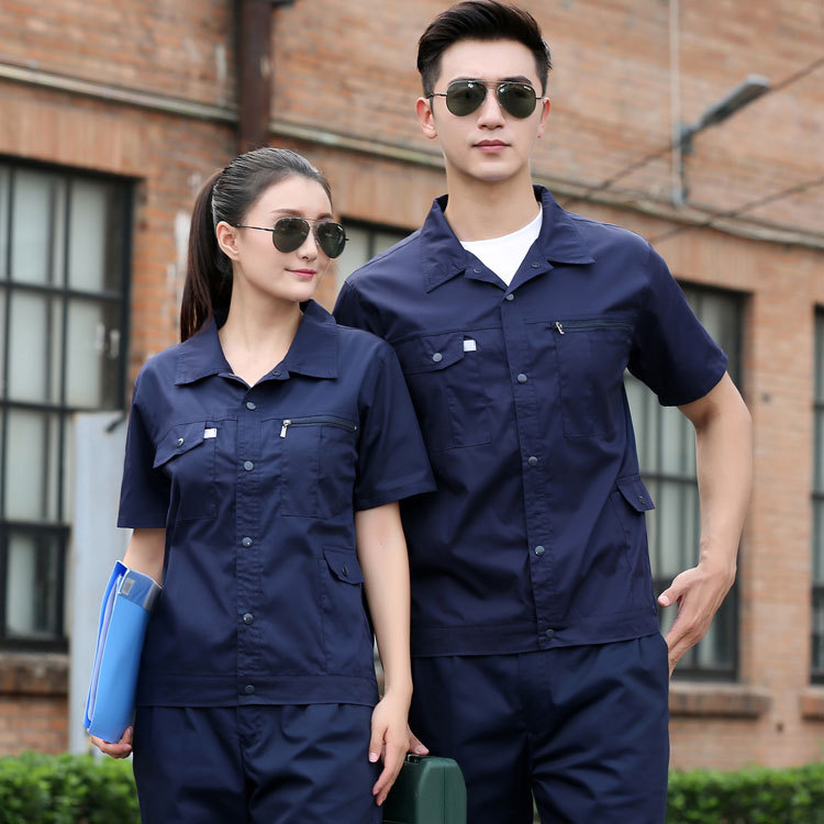 Summer Work Clothes for Men, Thin and Breathable Short-Sleeved Summer Factory Workshop Tops, Women's Factory Uniforms, Single-Piece Wear-Resistant Labor Protection Clothing Summer Work Clothes for Men, Thin and Breathable Short-Sleeved Summer Factory Workshop Tops, Women's Factory Uniforms, Single-Piece Wear-Resistant Labor Protection Clothing