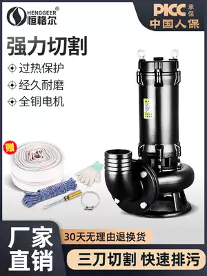 Cutting type sewage pump, fecal mud pump, sewage pump, household small 220V small pump, 380V submersible pump