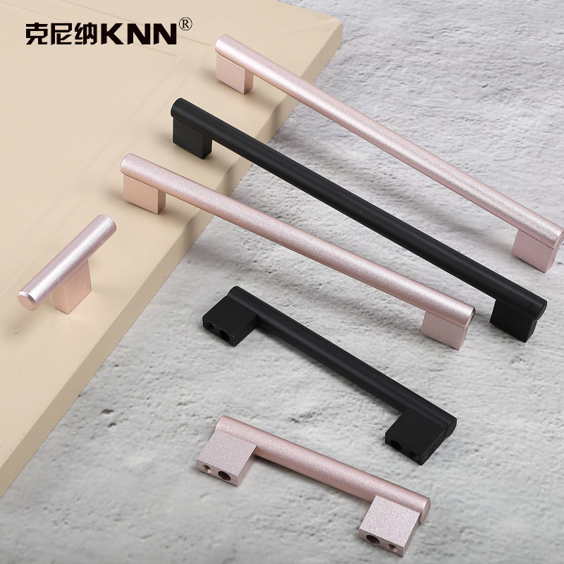 Black handle simple modern integral cabinet door wardrobe chef drawer long handle furniture rose gold hardware handle