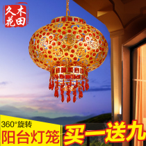 Chinese Balcony chandelier Big red Wedding New Year Outdoor housewarming pendant Horse lantern Rotating decorative crystal lantern