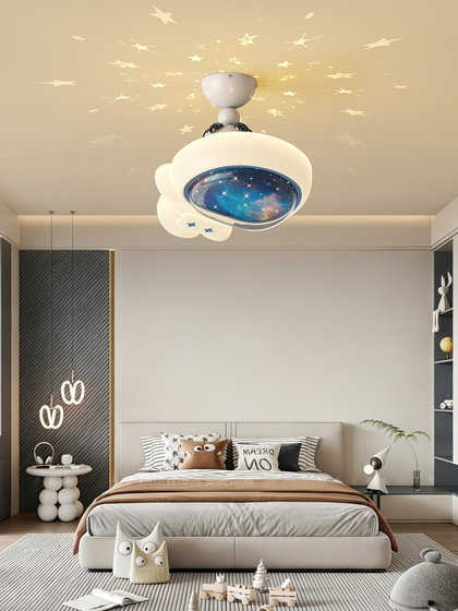 Children's Room Ceiling Light with a Vintage Style, Creative Astronaut Design, Suitable for Boys' Bedroom, Warm Projection Sunset and Starry Sky Light