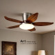 Fan Lamp, Restaurant Ceiling Fan Lamp, Antique Style Walnut Wood Grain Color, Bedroom Room, Household Integrated Ceiling Fan Lamp