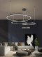 Living Room Chandelier, Modern, Simple and Creative, Black Ring Hall Lamp, Full Spectrum Eye Protection, Accessible Luxury Bedroom and Dining Room Lamps
