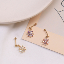 South Korea imported pendant small daisy earrings Japanese and Korean womens ears bone studs earrings pendants golden screws screws earrings