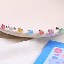 Japanese and Korean original design Morandi color color zircon titanium steel ear bone nail summer fresh versatile screw earring female