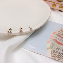 Screw buckle 925 sterling silver small ear lateral ear bone nail female cochlear earrings single small super flash stud female sterling silver