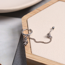 South Korea 925 sterling silver Crow earrings ear bone nail female sterling silver personality tide man white ear buckle female cold wind