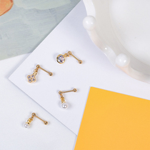 Pendant earrings earrings screws screws short chain rhinestones pearl colored diamonds four-leaf clover elegant Orb