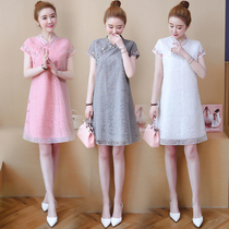 Large size womens fat mm belly cover dress womens 2023 spring new loose and thin Chinese style improved cheongsam skirt