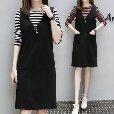 Early autumn foreign style women's women's 2021 new large size fat mm baby baby bag dress thin age age striped long sleeve dress