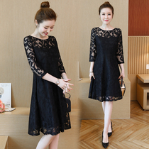 Large size fat mm dress womens new 2023 early spring loose and thin 200 catties fat fairy foreign style lace skirt
