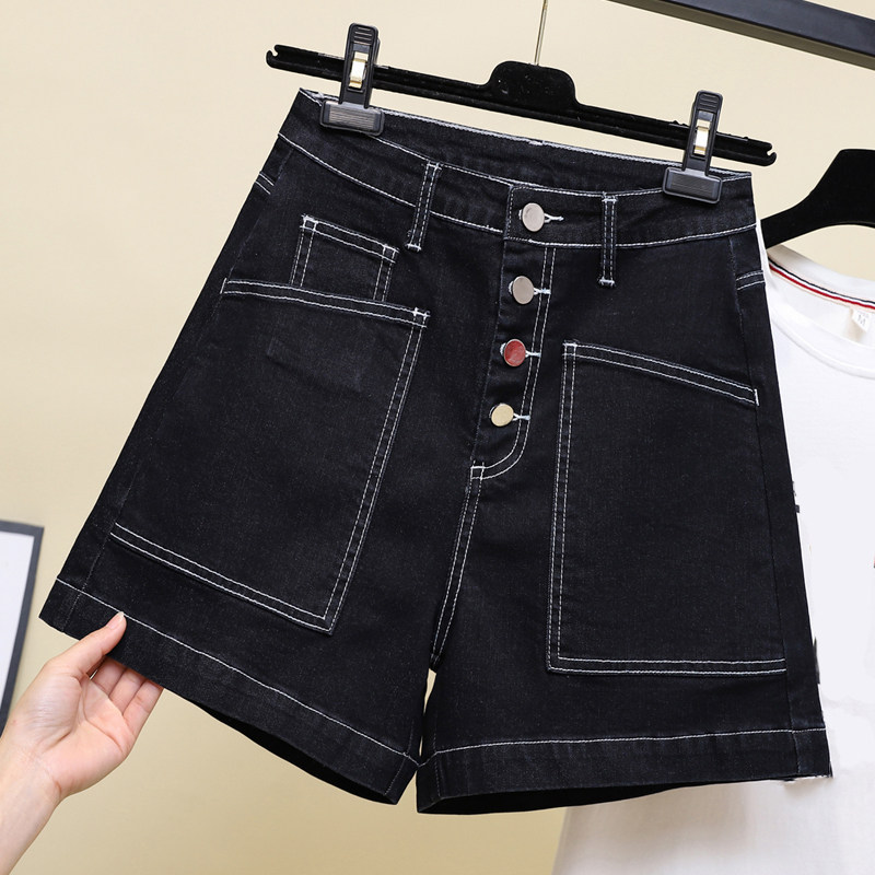 Fat MM summer dress 2023 new large - yard girl wear strength jeans to fat and big girl three - point shorts tide