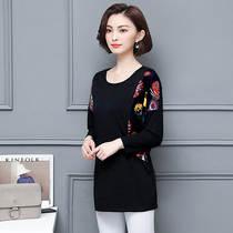 White sugar large size womens clothing 2022 spring and autumn new style fat sister loose and thin plus fat increase age reduction age cover belly flower top