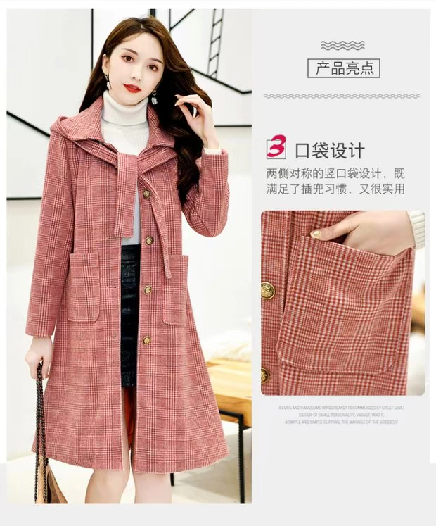 2019 mùa đông mid-line thẳng dài Hàn Quốc áo len đi làm len màu tinh khiết của phụ nữ tweed áo len - Trung bình và dài Coat