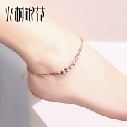 2018 new sterling bạc vòng chân nữ mô hình vàng hồng gợi cảm phiên bản Hàn Quốc của sinh viên đơn giản Sen chuyển hạt vòng dây đỏ - Vòng chân