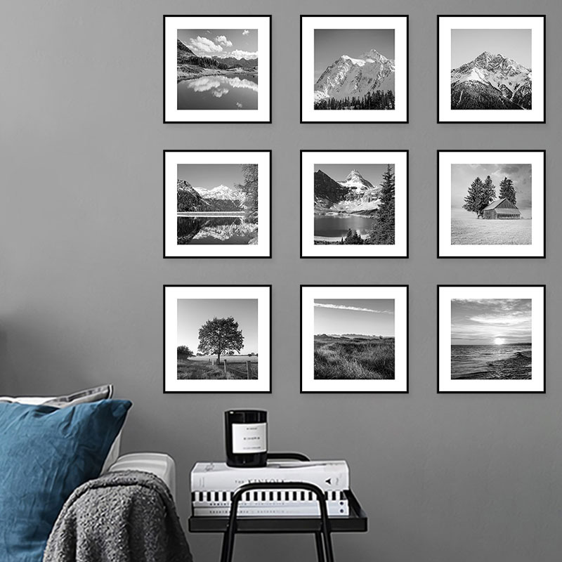 Living Room Decorative Painting, Office Hanging Painting, Black and White Art Landscape Mural, Modern Minimalist Nordic Dining Room Bedroom Wall Painting