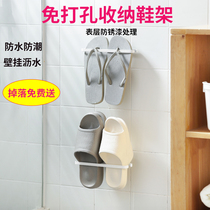 Bathroom trailer rack wall-mounted non-perforated toilet storage artifact wall door saving space storage rack for shoes