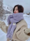 Korean Style Knitted Wool Scarf for Women, Winter 2025 New Model, Solid White Color, Long Warm Scarf for Students, High-End Feel