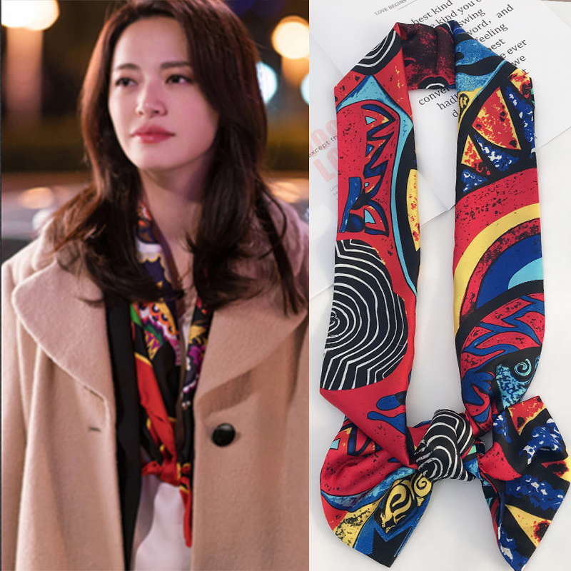 It's all good Yao Chenmingyu with the same narrow and long silk scarf Korean small scarf ladies all-match streamer scarf