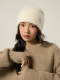 High-end 100% pure wool double-layer thickened knitted wool hat for women in winter cold-proof pile hat to show face and trend