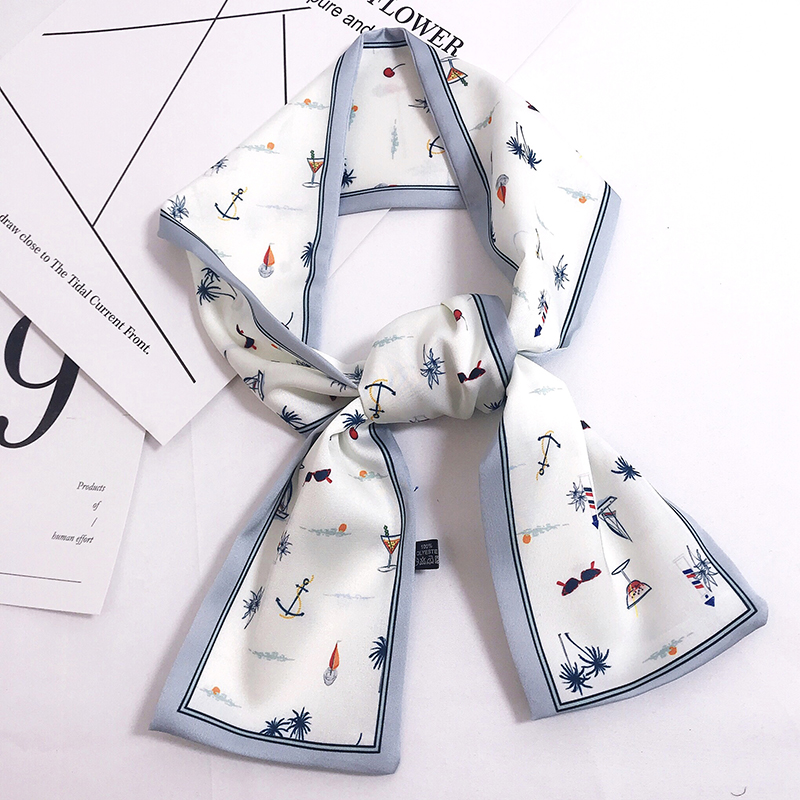 ins korean version of small fresh trend summer korean all-match small silk scarf female narrow long strip multi-functional all-match decorative scarf