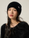 High-end 100% pure wool double-layer thickened knitted wool hat for women in winter cold-proof pile hat to show face and trend