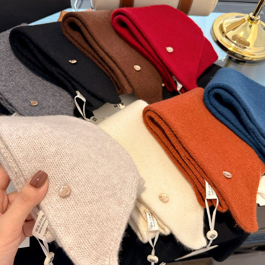 2025 New 100% Wool Knitted Cross Small Scarf Women's Autumn and Winter Korean Style Versatile Warm Student Scarf Trendy