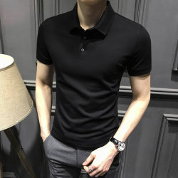 Summer 2024 new men's short-sleeved Polo shirt, handsome high-end lapel ice silk T-shirt, slim business men's fashion trend