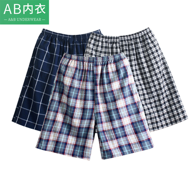 ab男士沙滩裤纯棉男夏天宽松大码爸爸居家短裤中老年人五分大裤衩