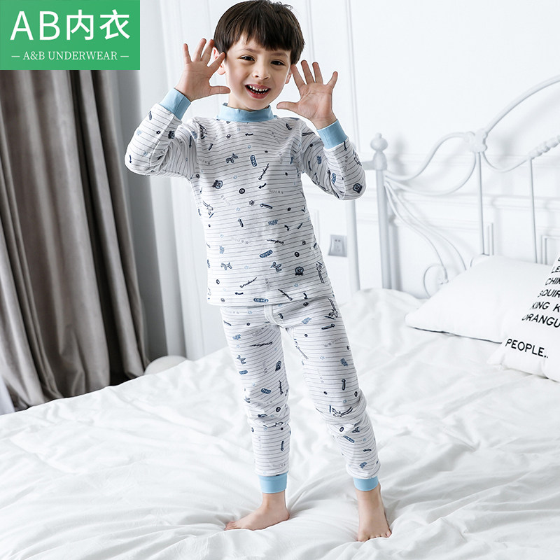 Small ab Children's underwear set thin section of pure cotton male kid's underwear boy semi-high collar autumn clothes sanitary pants 3810