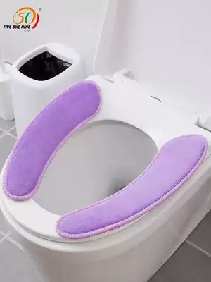 2 sets of 519 adhesive toilet mats, toilet cushions, toilet ferrules, toilet stickers, thickened soft coral velvet