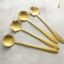  Creative cute coffee spoon Fruit fork set Household glass jar Stainless steel dessert mixing spoon Ice cream spoon