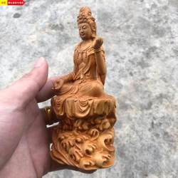 ໄມ້ Pinya cypress ຖືລູກປັດແລະຮູບ Guanyin Bodhisattva ປະດັບປະດາສໍາລັບເຮືອນຂອງພຸດທະສາດສະຫນາ ເທກໂນໂລຍີການຕົບແຕ່ງ Zen ຂອງຈີນ