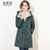 Легкий и тонкий длинный пуховик, зеленая демисезонная куртка для матери, 2023, европейский стиль, средней длины, подходит для подростков