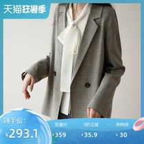 Autumn French plaid blazer womens small suit retro spring and autumn Korean version plaid top short British style V263