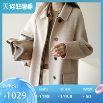 2020 autumn and winter new Korean version double-sided wool coat womens long small high-end wool wool tweed coat