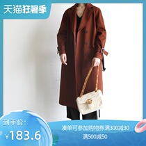 (40% off clearance only 183 6 yuan)Korean version of the long over-the-knee windbreaker womens coat double-breasted British loose F355