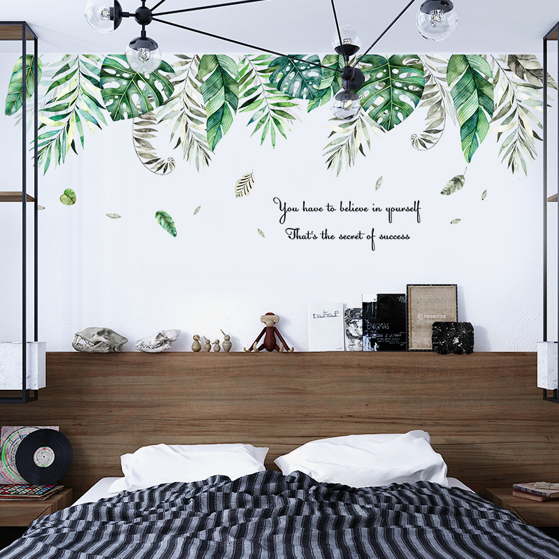 Zoo fresh tropical plant wall sticker literary and art living room bedroom decoration warm self-pasted