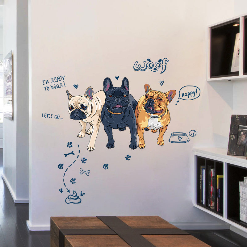 Personality Dog Wall Posted Living Room Bedroom Sofa Background Wall Decoration Petshop Decoration Sticker Self-sticker Wallpaper