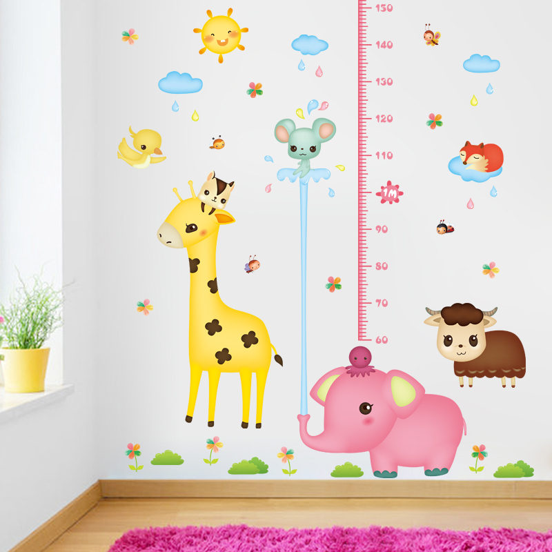 Animal height sticker removes children's room kindergarten decorated baby bedroom measurement height wall sticker