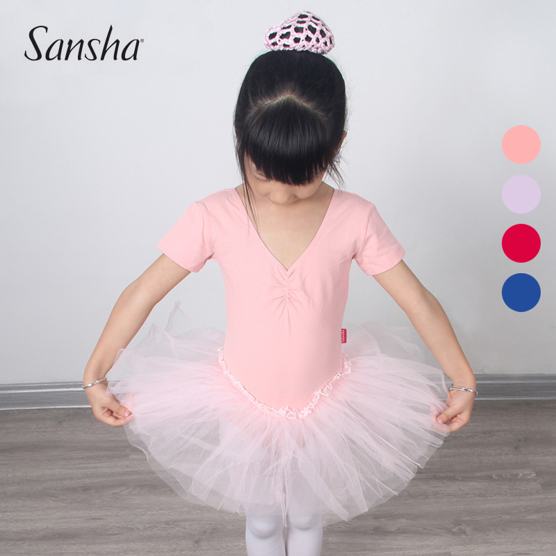 Sansha Children's ballet dress Dance practice suit Short sleeve princess puff yarn TUTU skirt body suit
