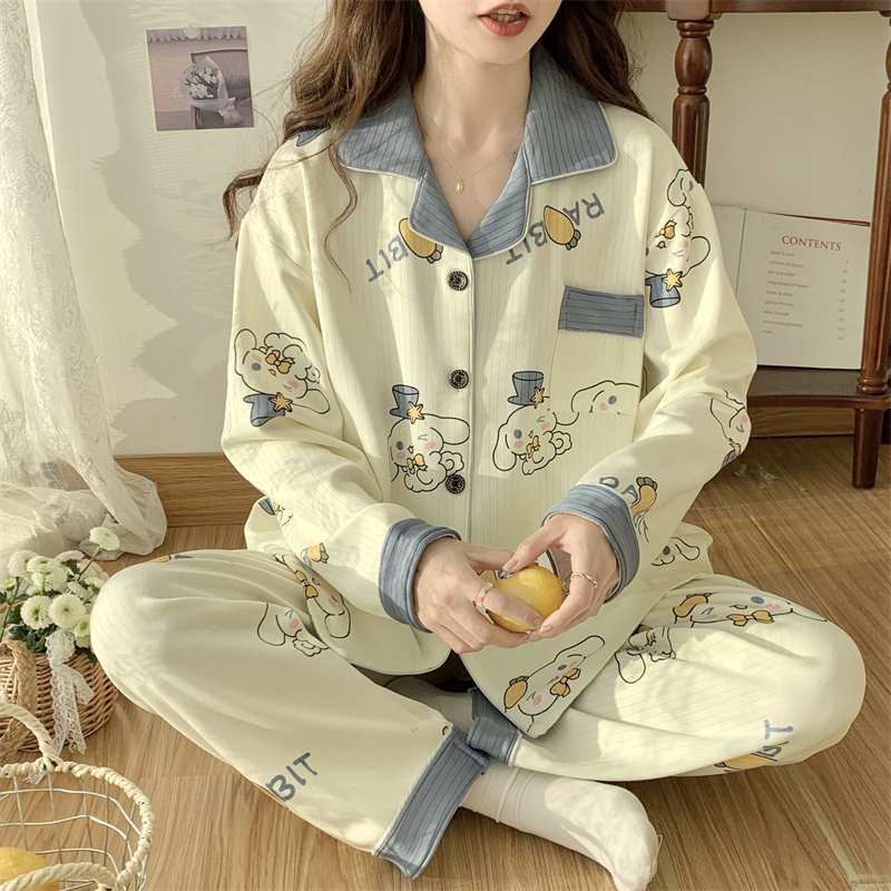 Spring and Autumn Cardigan 2026 New Cartoon Popular Style Home Wear Plus Size Oversized Pajamas for Women 150kg Fat mm Set Spring and Autumn Cardigan 2026 New Cartoon Popular Style Home Wear Plus Size Oversized Pajamas for Women 150kg Fat mm Set