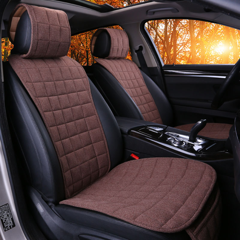 Car seat cushion car waist cotton linen spring and summer breathable non-slip single simple fabric four seasons universal seat cushion rear row