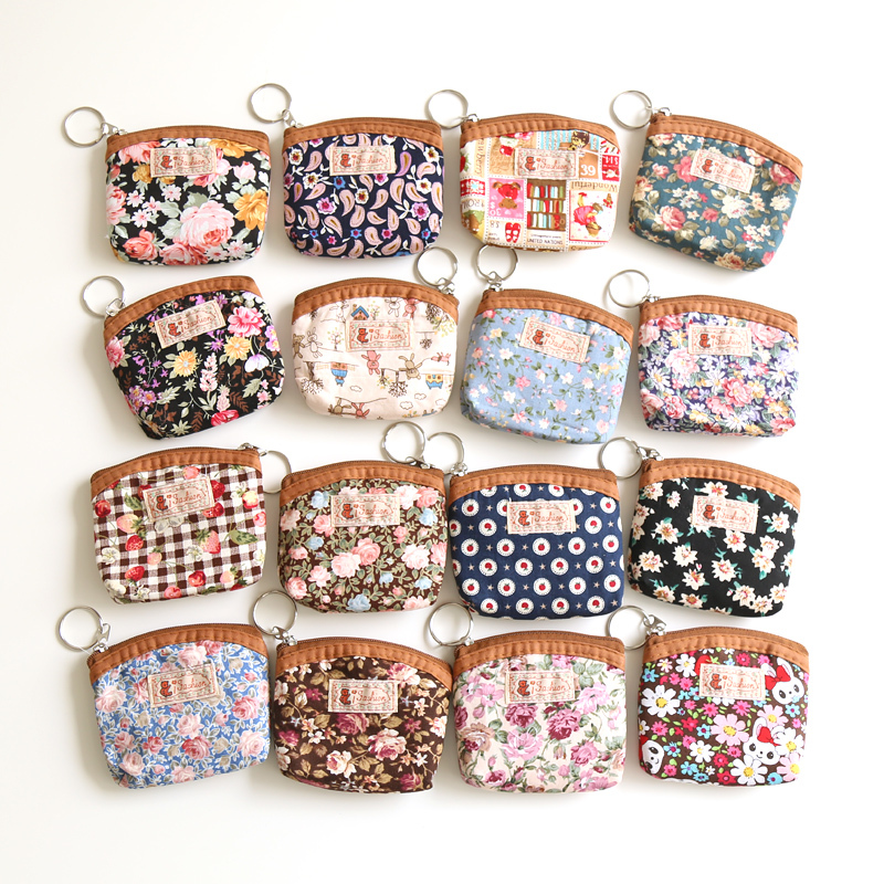 Small Pocket Pouch, Floral Fabric Coin Purse for Women, Middle-Aged and Elderly, Retro Mini Zipper Small Square Coin Bag