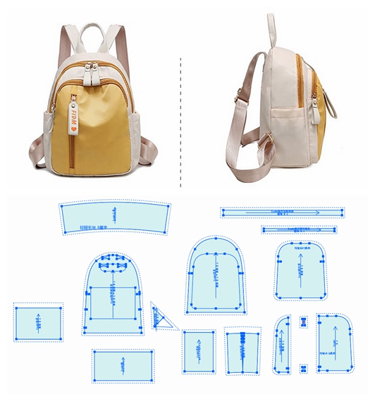 S1164 Student Girl's Small Canvas Backpack, 1:1 Cutout of Kraft Paper Pattern, the Inside Is Not a Bag