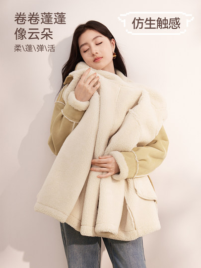 【香影咩咩绒】仿麂皮绒复古短外套2025冬美拉德皮毛一体仿生皮草