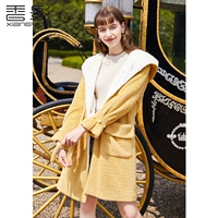 Áo khoác mid-length nữ Xiangying 2018 thu đông 2018 mới mặc thắt lưng Hàn Quốc với áo khoác gió trùm đầu sang trọng áo dạ dáng dài cho người trung tuổi